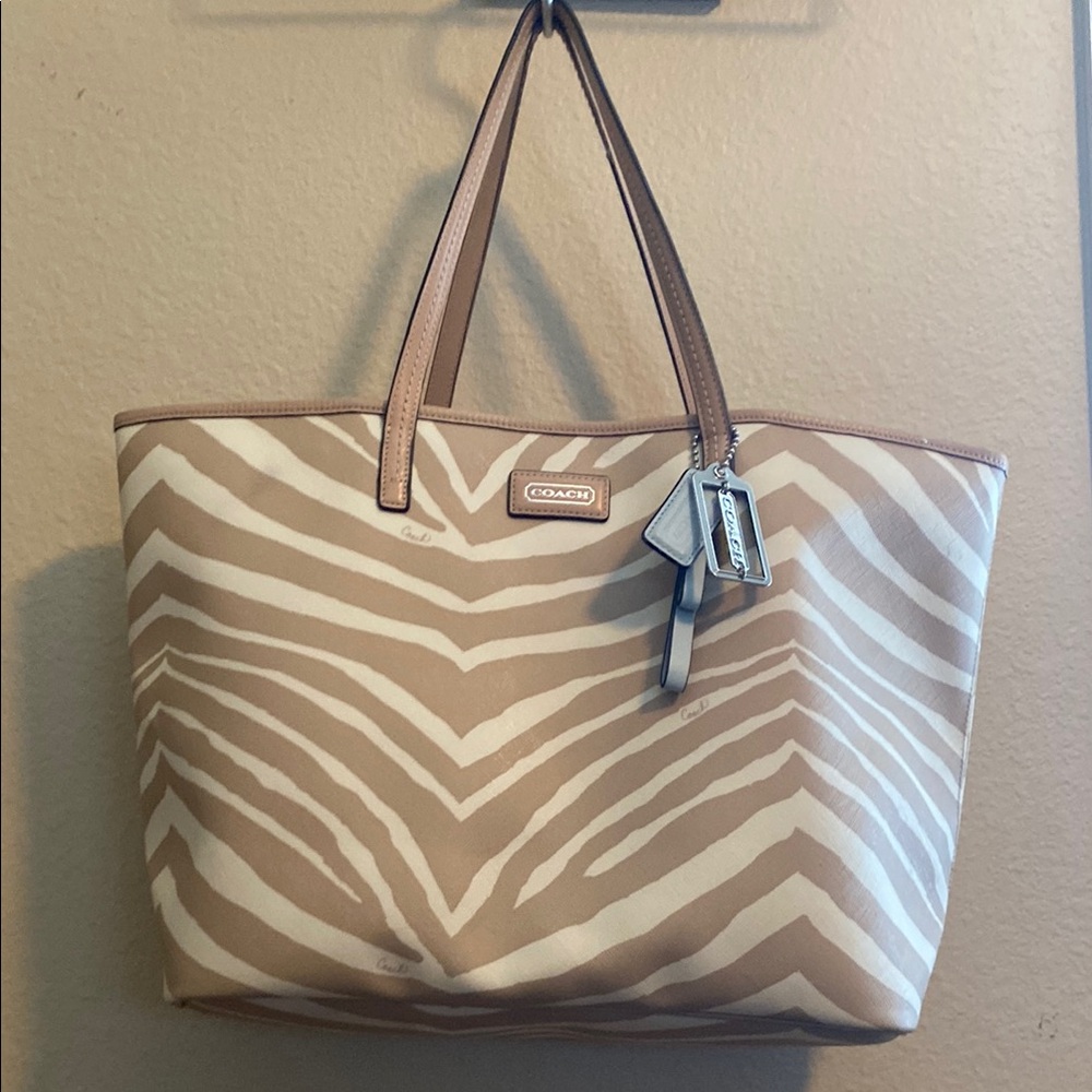 Coach Tan and Cream Tote Bag